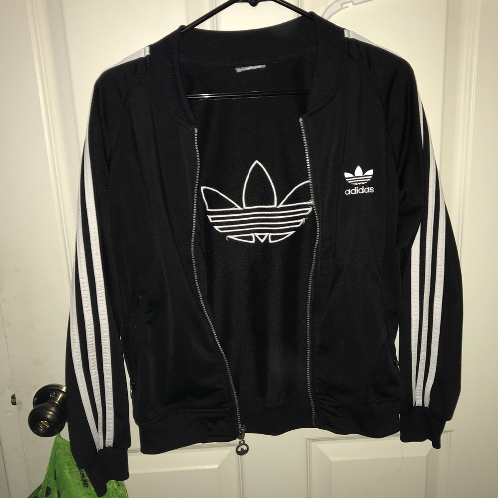 Adidas vintage black trefoil track jacket